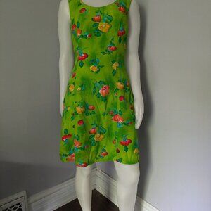 Vintage Bright Green with Floral Sundress by Chatcarel - 90s summer style